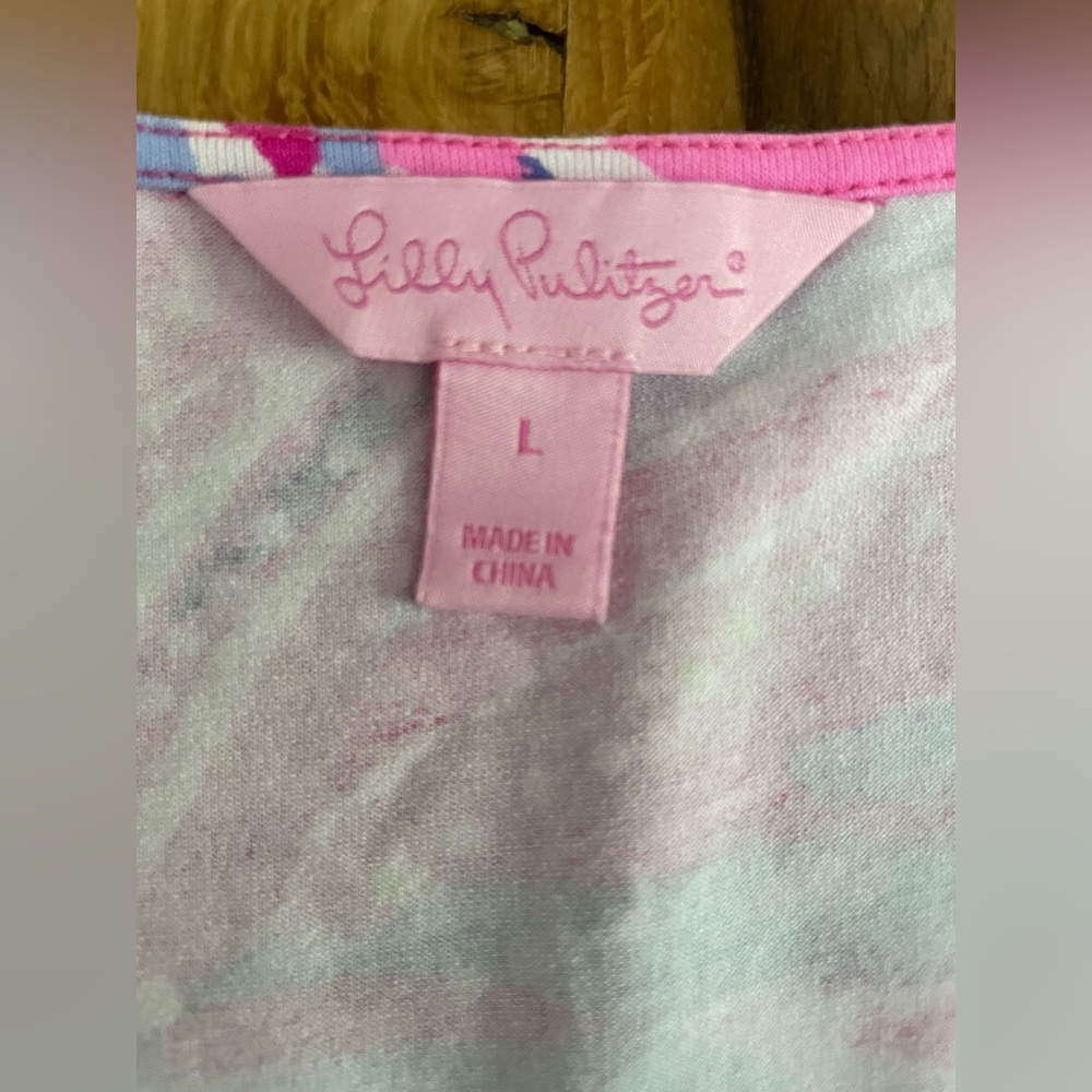 Lilly Pulitzer Gianna Tunic Pink and Blue Aqua Blouse - Picture 4 of 7